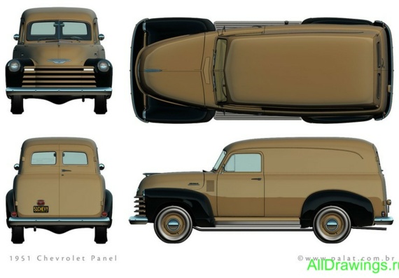 Chevrolet Panel (1951) (Шевроле Панель (1951)) - чертежи (рисунки) автомобиля